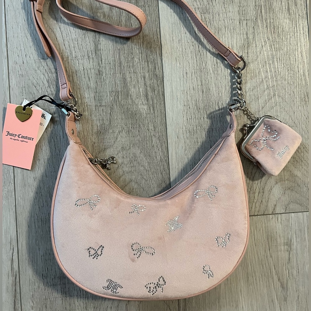 Juicy Couture Delightful Crossbody Dusty Blush Velour